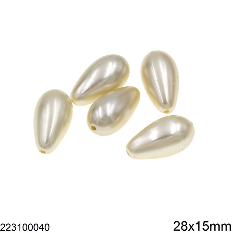 Plastic Pearshape Pearl 28x15mm