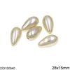 Plastic Pearshape Pearl 28x15mm