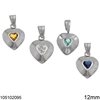 Silver 925 Pendant Heart with Zircon 12mm