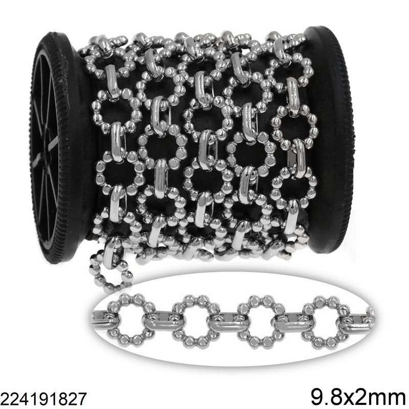 Stainless Steel Link Chain with Ring 9.8x2mm and Oval Link