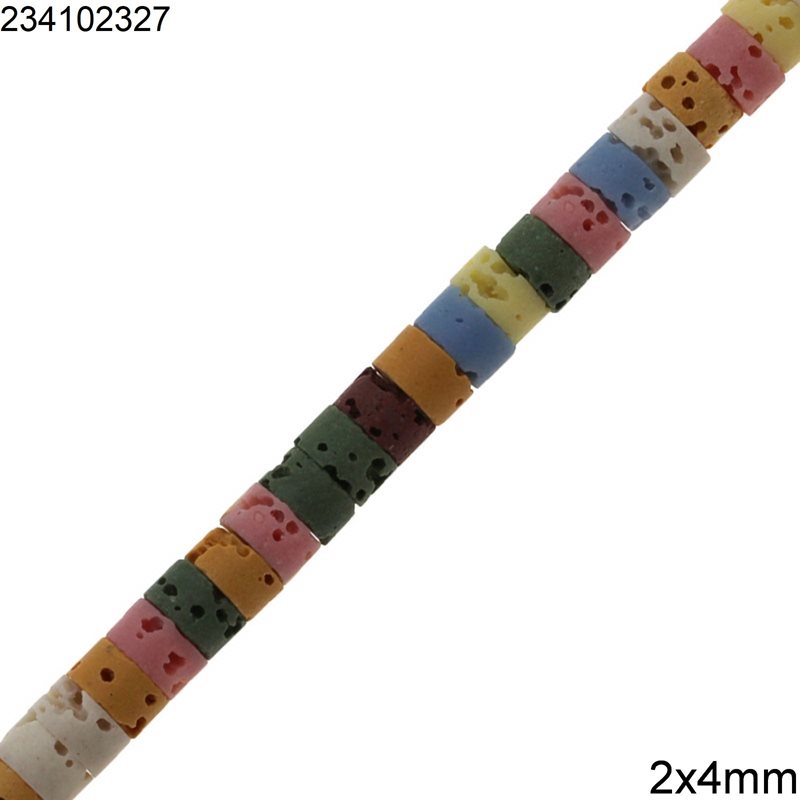 Χάνδρες Ροδέλα Λάβα 2x4mm, Πολύχρωμο