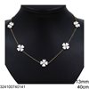 Stainless Steel Necklace and Bracelet with Four-Leaf Clovers 13mm