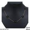 Stainless Steel Necklace and Bracelet with Four-Leaf Clovers 13mm