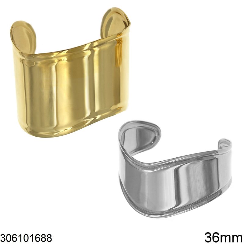 Stainless Steel Curved Cuff Bracelet 36mm
