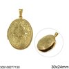 Stainless Steel Oval Locket Pendant with Flowers 30x24mm