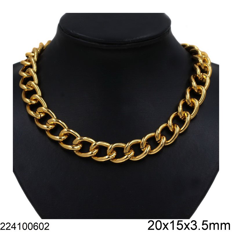 Aluminium Gourmette Chain 20x15x3.5mm, Gold color