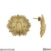 Stainless Steel Stud Earrings Disk with Edges 30mm