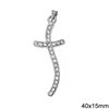 Casting Pendant Cross with Rhinestones