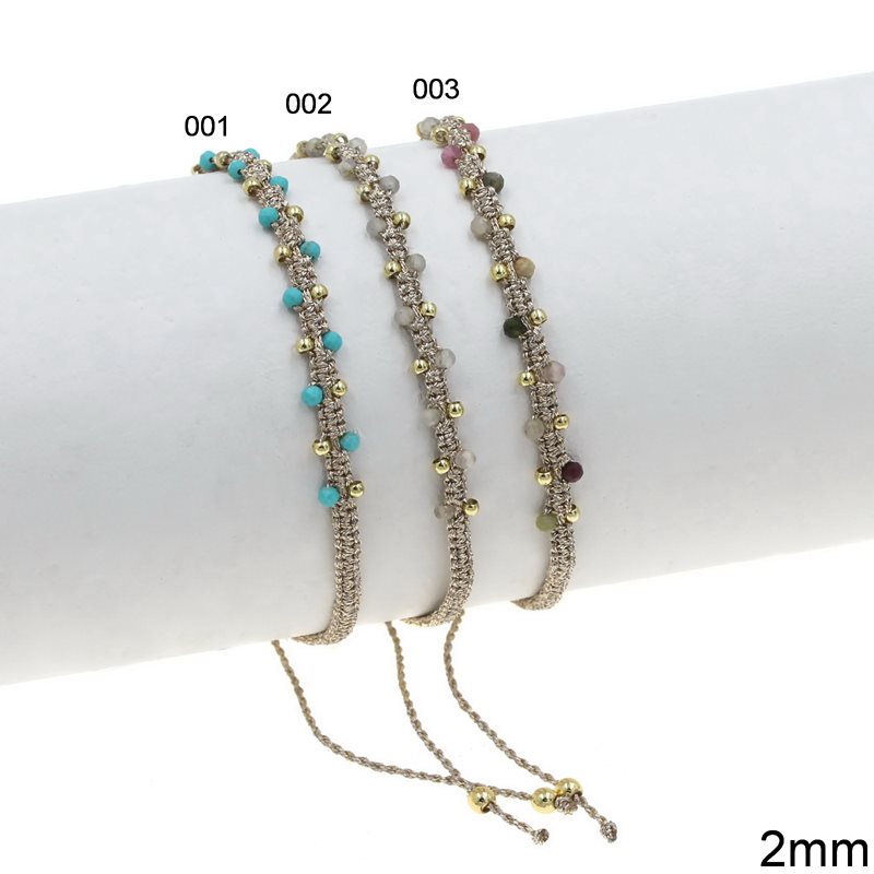 Macrame Bracelet with Faceted Beads 2mm and Macrame Knot Clasp