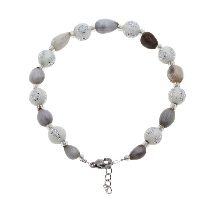 Stainless Steel Wire Bracelet with Job s Tears Seeds and Stainless Steel Clasp