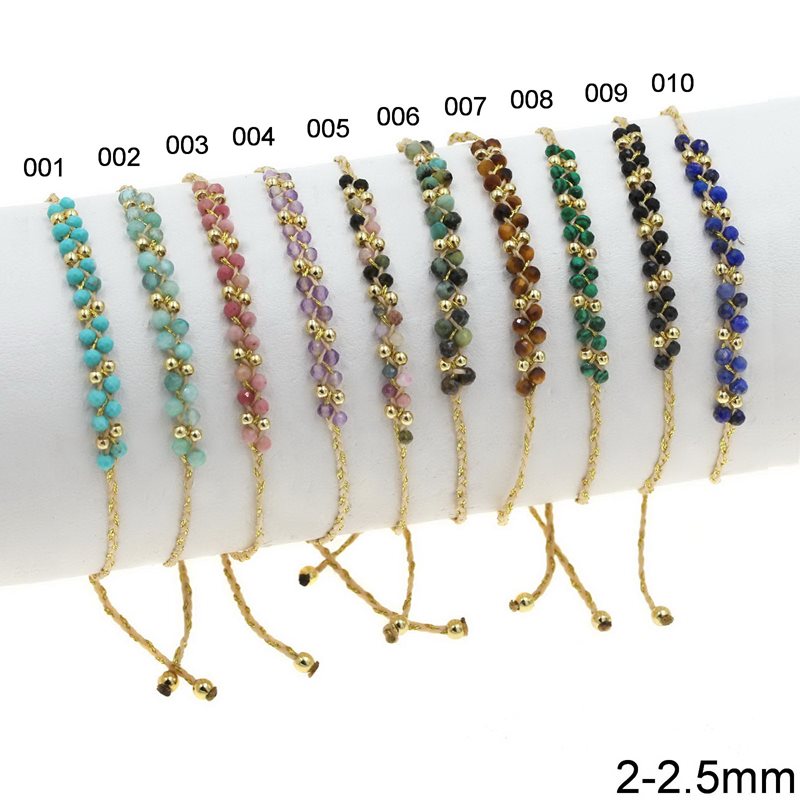 Bracelet with Faceted Beads 2-2.5mm and Macrame Knot Clasp