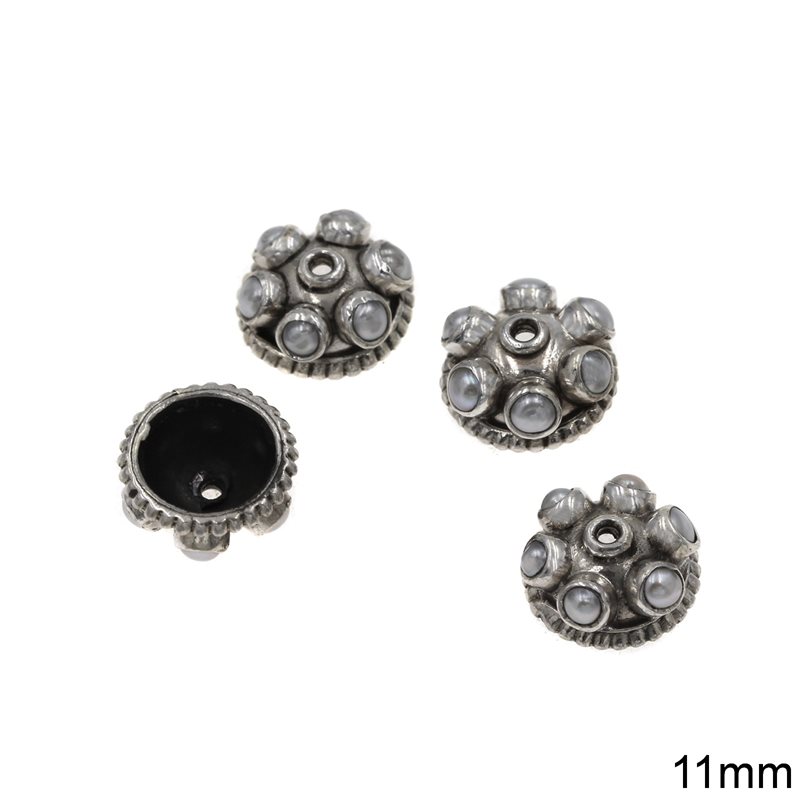 Silver 925 Cap with Pearls 11mm