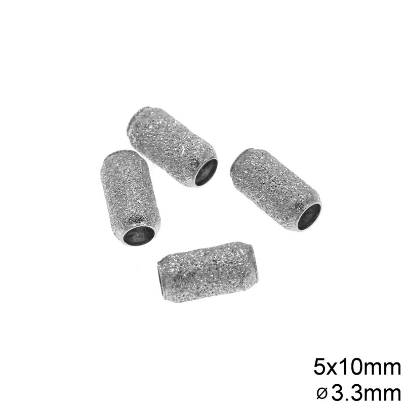 Silver 925 Oval Tube Finding 5x10mm with Hole 3.3mm