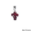 Casting Pendant Cross with Zircon 11x8mm