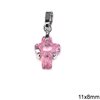 Casting Pendant Cross with Zircon 11x8mm