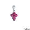 Casting Pendant Cross with Zircon 11x8mm