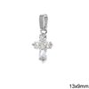 Casting Pendant Cross with Zircon 13x9mm