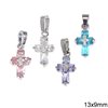Casting Pendant Cross with Zircon 13x9mm