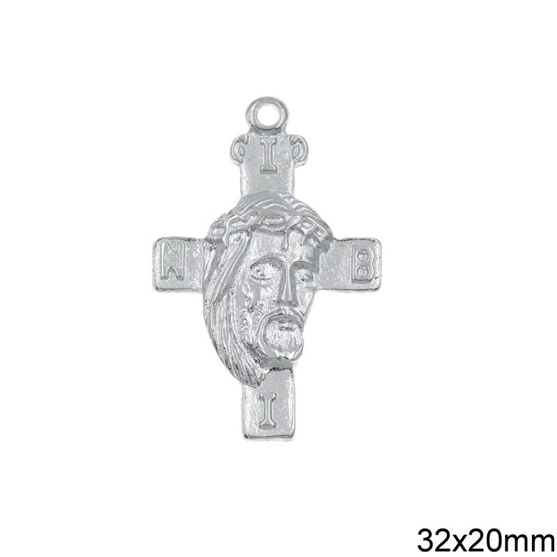 Μενταγιόν Χυτό Σταυρός Ιησούς 32x20mm