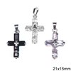 Casting Pendant Cross with Zircon 21x15mm