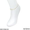 Stainless Steel Anklet with Half Moon Outline 4x12mm