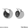 Stainless Steel Hoop Bold Earrings 15x18mm