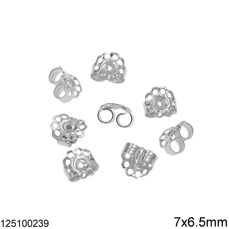 Silver 925 Earring Backs 7x6.5mm
