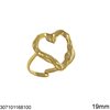Stainless Steel Ring Hammered Outline Heart 19mm