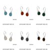 Silver 925 Hook Earrings with Oval Semi Precious Stones 6x8mm