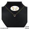 Silver 925 Set of Necklace 12mm : Stud Earrings 10mm Circle with Stones and Zircon 