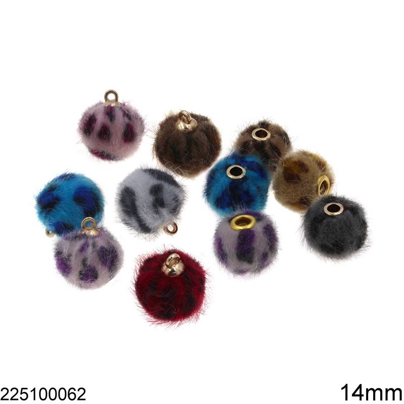Furry Bead and Pendant Animal Print 14mm