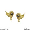 Silver 925 Stud Earrings Byzantine Pearshape with Zircon and Hoop 6x8mm