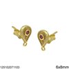 Silver 925 Stud Earrings Byzantine Pearshape with Zircon and Hoop 6x8mm