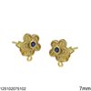 Silver 925 Stud Earrings Byzantine Flower with Zircon and Hoop 7mm