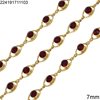 Stainless Steel Navette Link Chain Line Textured 7mm with Rhinestones
