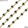 Stainless Steel Navette Link Chain Line Textured 7mm with Rhinestones
