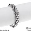 Stainless Steel Chain of Semicircle Links and Oval Rings 13mm