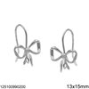 Silver 925 Earrings Bow with Hoop 13x15mm