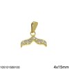 Silver 925 Pendant Whale Tail with Zircon 4x15mm