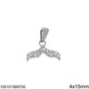 Silver 925 Pendant Whale Tail with Zircon 4x15mm