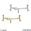Silver 925 Claw Clasp Bar with Zircon 2.5x15mm