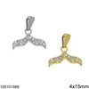 Silver 925 Pendant Whale Tail with Zircon 4x15mm
