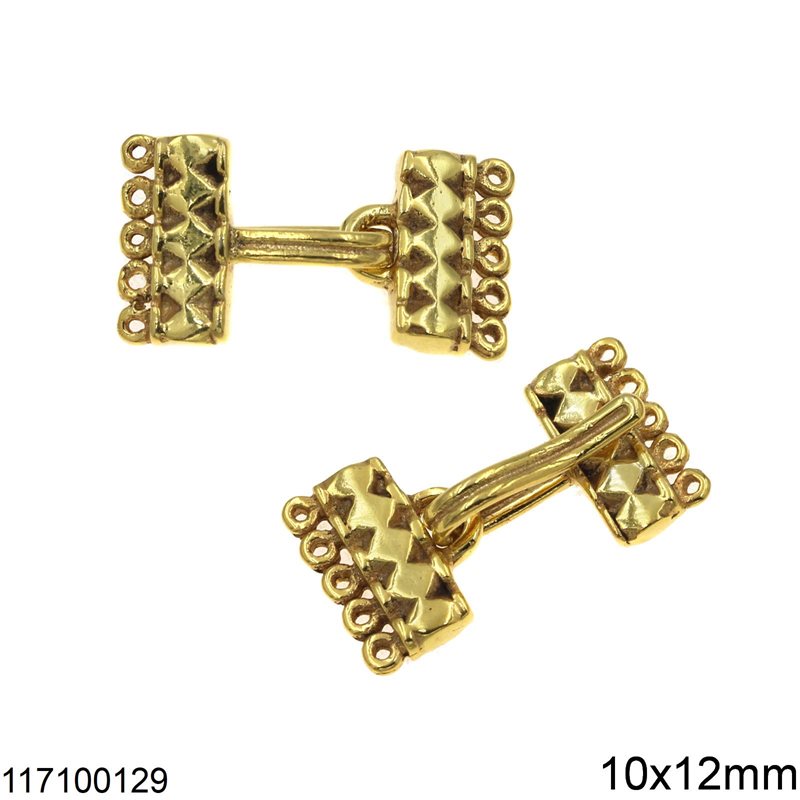 Silver 925 Clasp with Design and Hoops 10x12mm