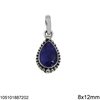 Silver 925 Pendant with Pearshape Semi Precious Stone 8x12mm