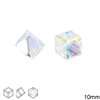 Crystal Tube Stone Cut Corner Cube 10mm 4841, Crystal AB