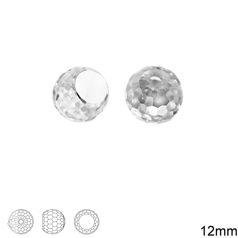 Crystal Ball Stone Cut Corner Cube 12mm 4869