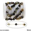 Stainless Steel Chain with Round Stone Bead 6mm 