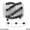 Stainless Steel Chain with Round Stone Bead 6mm 