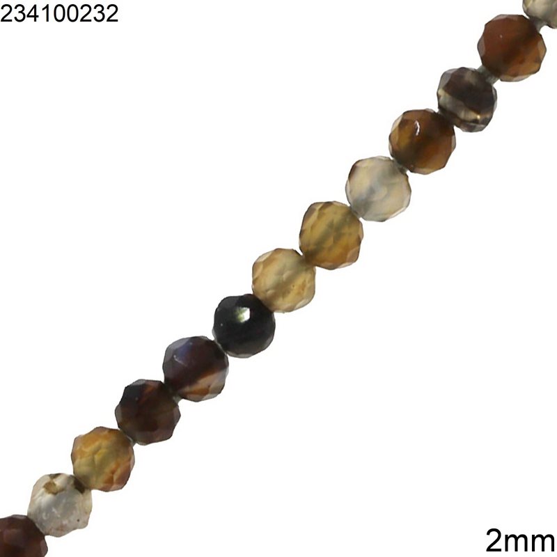 Agate Faceted Coffee Beads 2mm, Brown