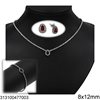 Stainless Steel Set of Necklace, Bracelet and Stud Earrings with Pearshape Rosette 8x12mm